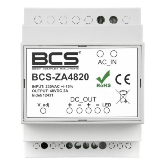 Fonte de alimentação BCS ZA4820 2 A para calha DIN TS35