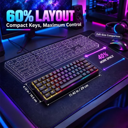Toetsenbord AJAZZ NK61 Gaming mechanisch 60% RGB Hot-Swap