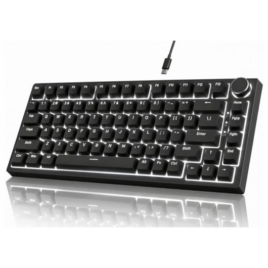 Toetsenbord Ajazz AK820 Gaming Mechanisch 75% USB-C Hot-Swap Zwart