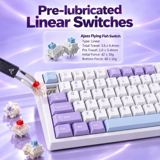 Clavier Ajazz AK820 Pro Gaming mécanique 75% Bluetooth RGB ANSI US QWERTY