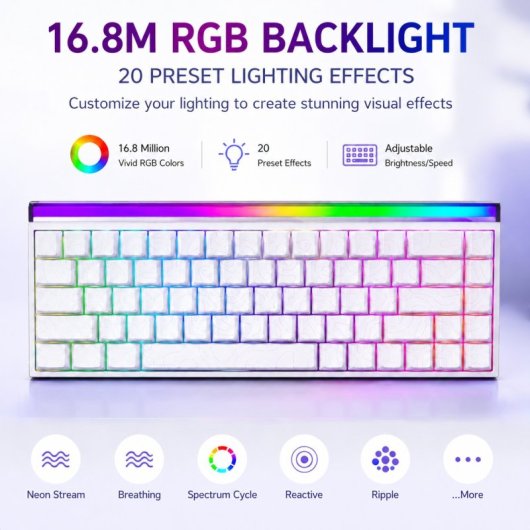 Teclado Aula HERO 68 HE Gaming Magnético 60% RGB Hot-Swap Blanco