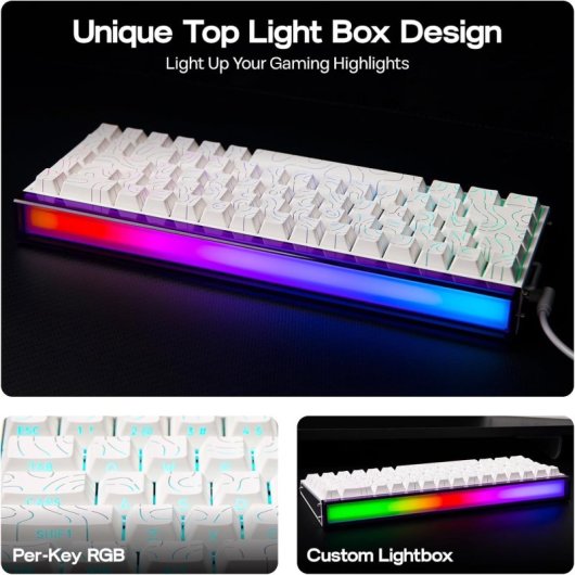 Teclado Aula HERO 68 HE Gaming Magnético 60% RGB Hot-Swap Blanco