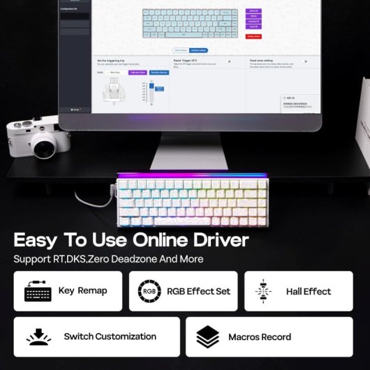 Teclado Aula HERO 68 HE Gaming Magnético 60% RGB Hot-Swap Blanco