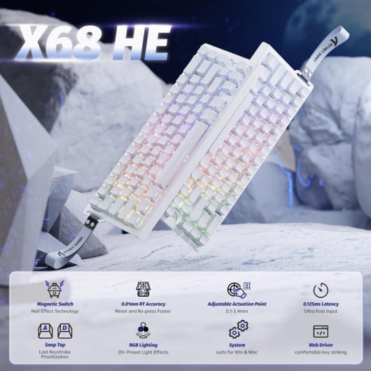 Tastiera ATTACK SHARK X68HE Gaming Magnetica 60% RGB PBT USB-C