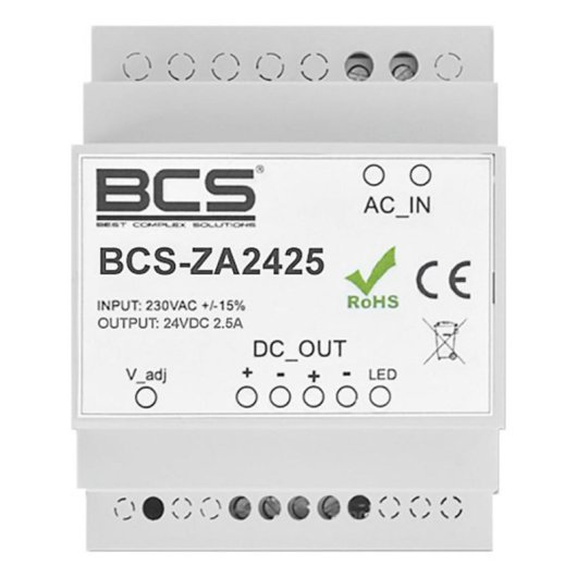 Fonte de alimentação BCS ZA2425 65,5 W 26,2 V 2,5 A para calha DIN