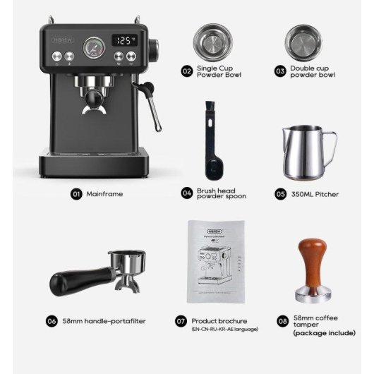 Machine à café tout-en-un compacte HiBREW H7 Lite noire