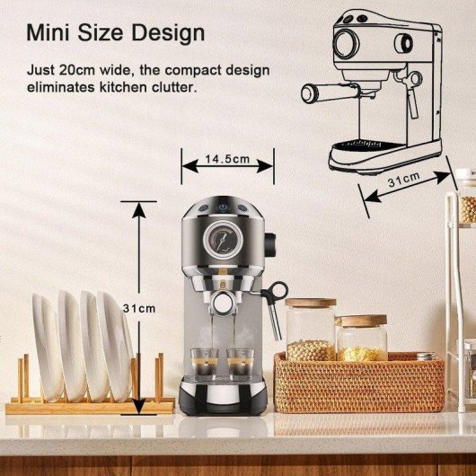 Cafetière expresso BioloMix CM7008 1,1 L 20 bars avec mousseur à lait