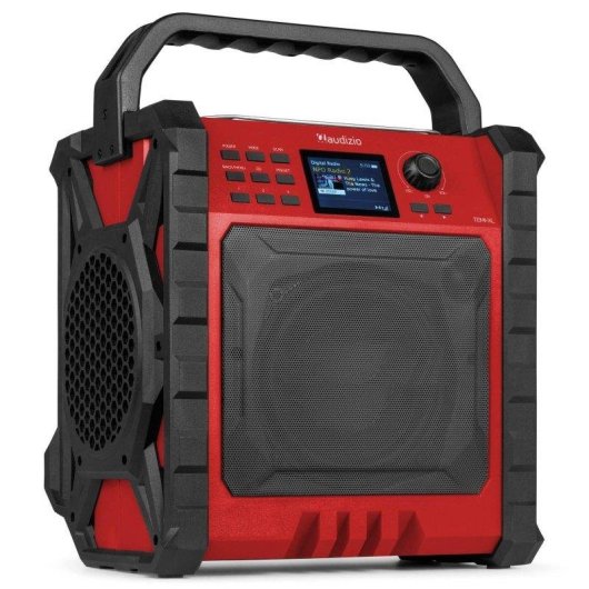Radio de obra Audizio Jobsite XL 200 W Bluetooth 5.0 DAB+ FM AUX Roja