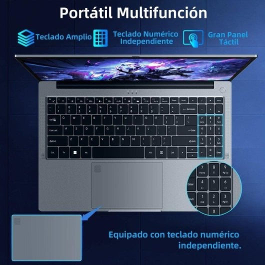 Portátil INTECHNE 15.6" Intel Core i7-1255U 16GB Windows 11 Pro 512GB SSD Inglés US pantalla Full HD