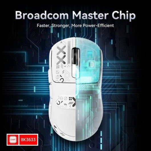 Rato gaming Attack Shark X3 sem fios 3 modos 26000 DPI branco 49 g