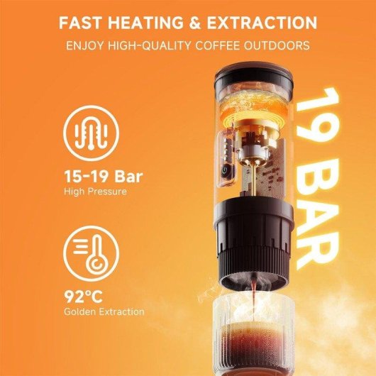 Cafetière espresso portable BioloMix 3 en 1 15–19 bars 12 V argent