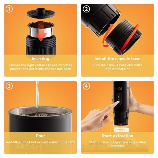 Cafetière expresso portable BioloMix 3-en-1 12 V 15–19 bars 92 °C