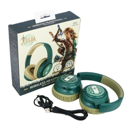 Auriculares OTL Zelda: Tears of the Kingdom inalámbricos Bluetooth gaming LED verde