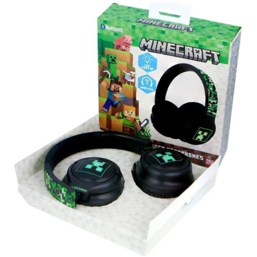 Auriculares OTL Minecraft inalámbricos Bluetooth 5.3 con micrófono y LED