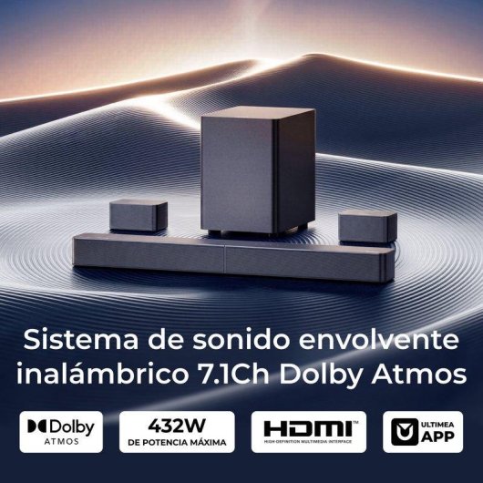 Barra de Sonido Ultimea Poseidon M100 7.1 HDMI eARC Bluetooth Dolby Atmos