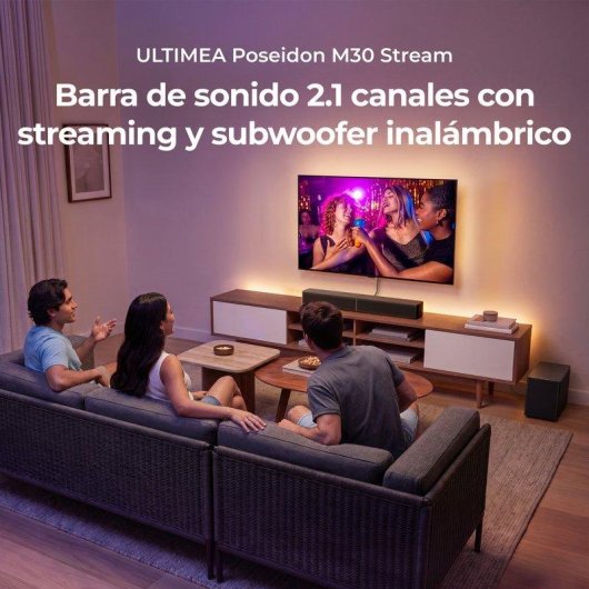 Barra de som Ultimea Poseidon M30 Stream 2.1 Bluetooth Wi-Fi HDMI ARC AirPlay 2