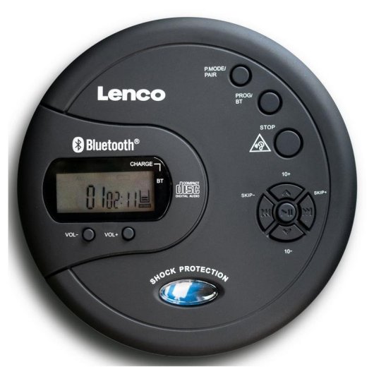 Reproductor CD/MP3 Lenco CD-300BK Portátil Bluetooth 5.3 Pantalla LCD Negro