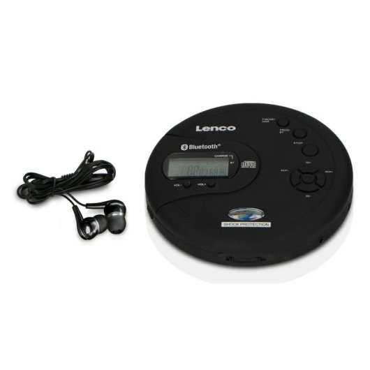 Reproductor CD/MP3 Lenco CD-300BK Portátil Bluetooth 5.3 Pantalla LCD Negro