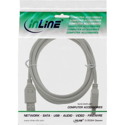 Extensão USB InLine 34618X 2.0 Tipo A macho-fêmea 1,8 m bege