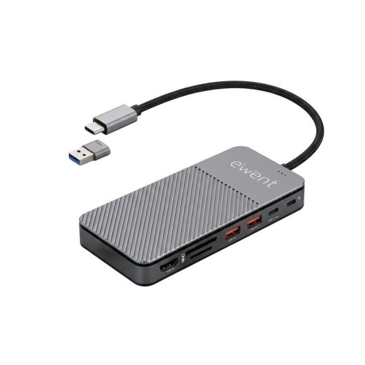 Base para portátil Ewent EW1156 USB-C 8 en 1 HDMI 4K SSD M.2 NVMe 100 W