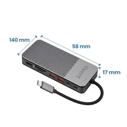 Base para portátil Ewent EW1156 USB-C 8 en 1 HDMI 4K SSD M.2 NVMe 100 W