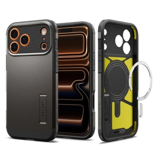 Capa Spigen Tough Armor T MagFit PC/TPU cinzenta MagSafe para iPhone 17 Pro