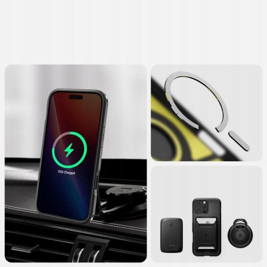 Capa Spigen Tough Armor T MagFit PC/TPU cinzenta MagSafe para iPhone 17 Pro