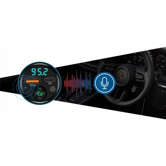 Transmissor FM NAVITEL BHF05 MAX Bluetooth 5.3 USB-C 30W USB-A 18W