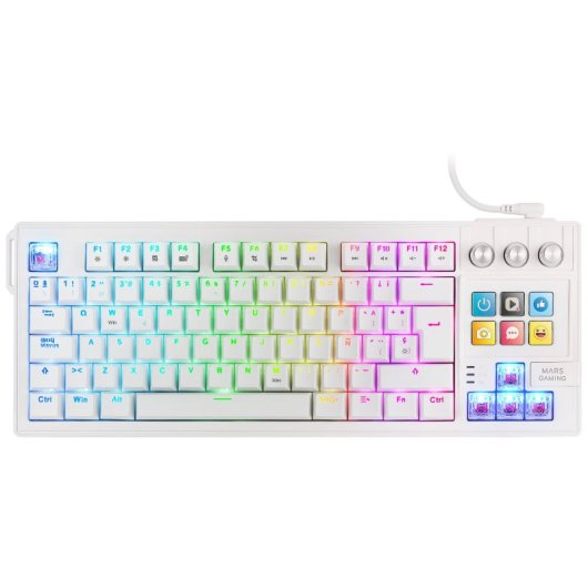 Clavier Mars Gaming MK-Master TKL Mécanique Smartdeck LCD Hot-Swap Espagnol Blanc