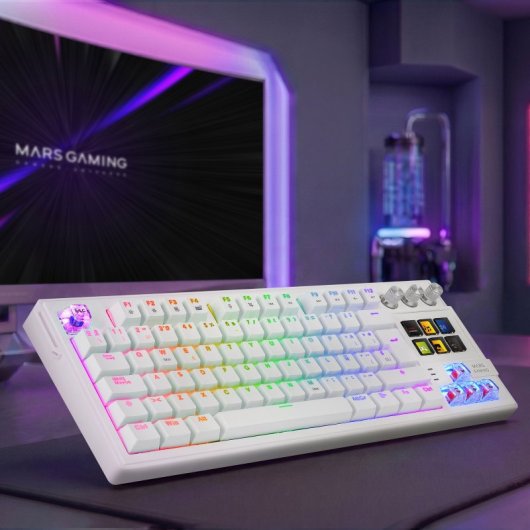 Clavier Mars Gaming MK-Master TKL Mécanique Smartdeck LCD Hot-Swap Espagnol Blanc