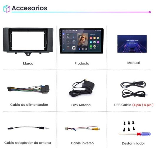 Autoradio 9'' JUNSUN Android CarPlay Fortwo 451