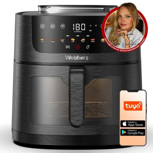 Heissluftfritteuse WEBBER AF938TFT Sichtfenster 8 L 1800 W mit Touch-Bedienung