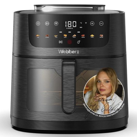 Heissluftfritteuse WEBBER AF938TFT Sichtfenster 8 L 1800 W mit Touch-Bedienung