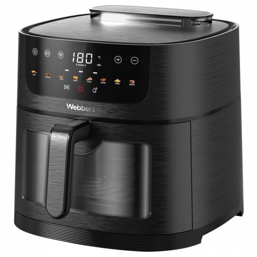 Heissluftfritteuse WEBBER AF938TFT Sichtfenster 8 L 1800 W mit Touch-Bedienung