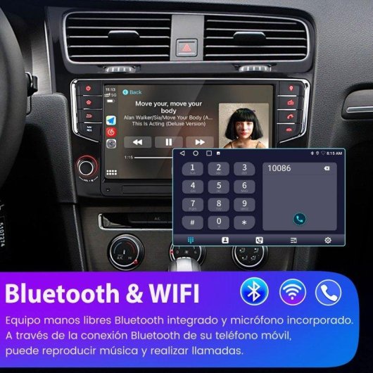 Autoradio JUNSUN 9" Android 15 CarPlay GPS DAB+ VW Golf 7