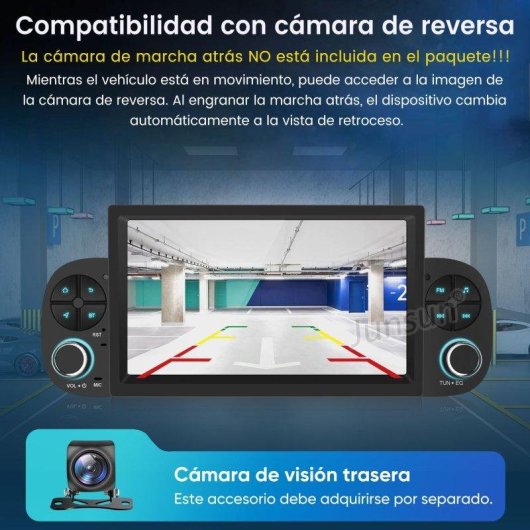 Pantalla JUNSUN 7" GPS Android 15 2 GB/64 GB CarPlay Android Auto Fiat Panda 312