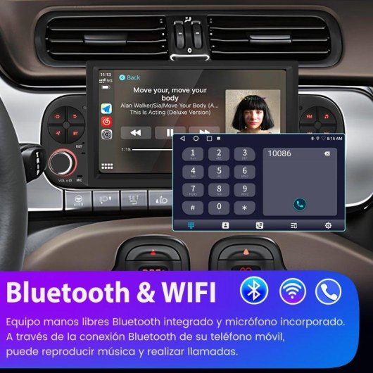 Pantalla JUNSUN 7" GPS Android 15 2 GB/64 GB CarPlay Android Auto Fiat Panda 312