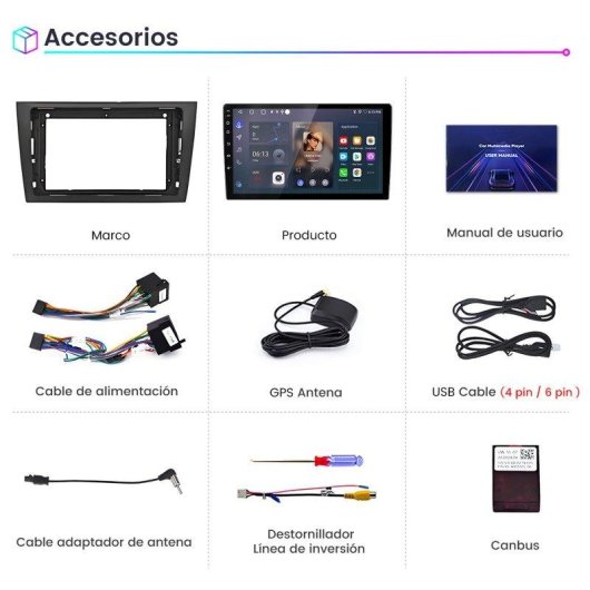 Autoradio JUNSUN Golf VI 2+64GB Android CarPlay GPS Wi-Fi 9 pollici