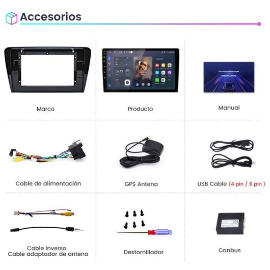 Autoradio JUNSUN Octavia 10 pollici Android 15 2+64 GB CarPlay