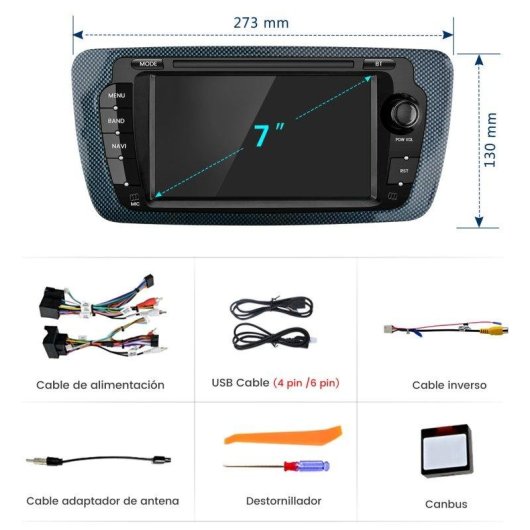 Autoradio 7'' CarPlay Android Auto JUNSUN Seat Ibiza