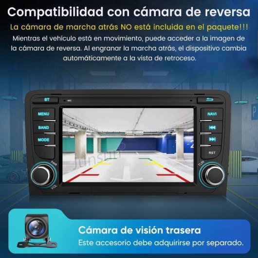 Autorradio JUNSUN 7" CarPlay Android Auto 2 DIN Audi A3 8P 8V S3 RS3 Bluetooth 5.0
