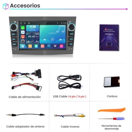 Autorradio JUNSUN 7" CarPlay Android Auto 2 DIN Opel Zafira B Corsa C Astra G H