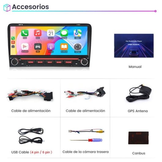 Auto Headunit JUNSUN Audi A3 10,26in CarPlay Android 15 2+64 GB