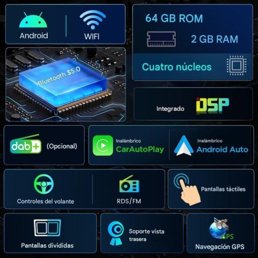 Autoradio Peugeot 207 CC Carplay Android 15 2+64GB