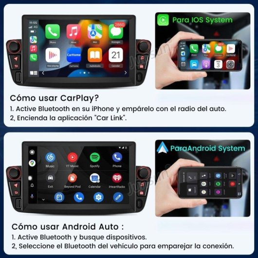 Pantalla JUNSUN 7" Android 15 2 GB/64 GB CarPlay Peugeot 107 Citroën C1 Toyota Aygo