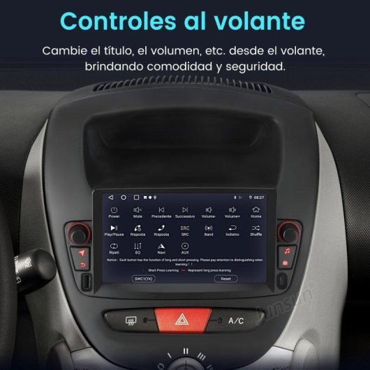 Pantalla JUNSUN 7" Android 15 2 GB/64 GB CarPlay Peugeot 107 Citroën C1 Toyota Aygo