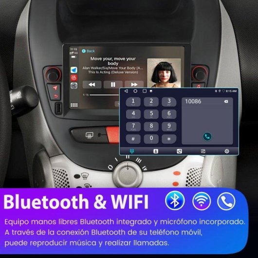 Pantalla JUNSUN 7" Android 15 2 GB/64 GB CarPlay Peugeot 107 Citroën C1 Toyota Aygo