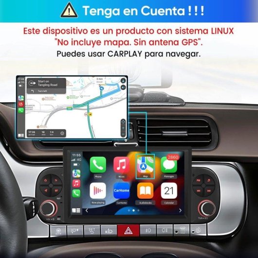Autorradio JUNSUN 7" CarPlay Android Auto para Fiat Panda 2013-2020 Bluetooth FM