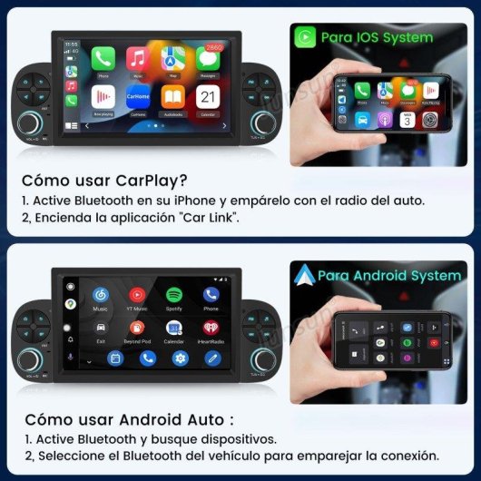 Autorradio JUNSUN 7" CarPlay Android Auto para Fiat Panda 2013-2020 Bluetooth FM