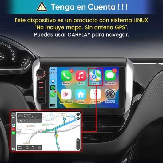 Autoradio 2DIN JUNSUN 8'' CarPlay Android Auto Peugeot